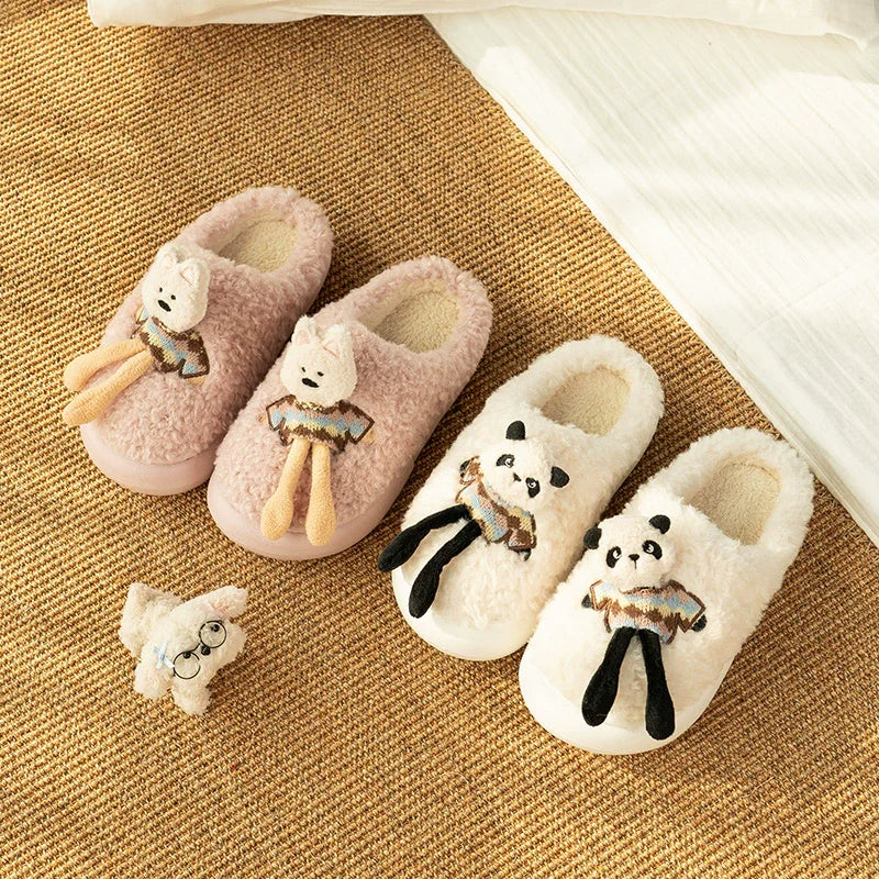 3D Panda Doll Plush Slippers