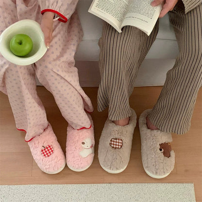 Apple Puppy Gingham Patch Slippers