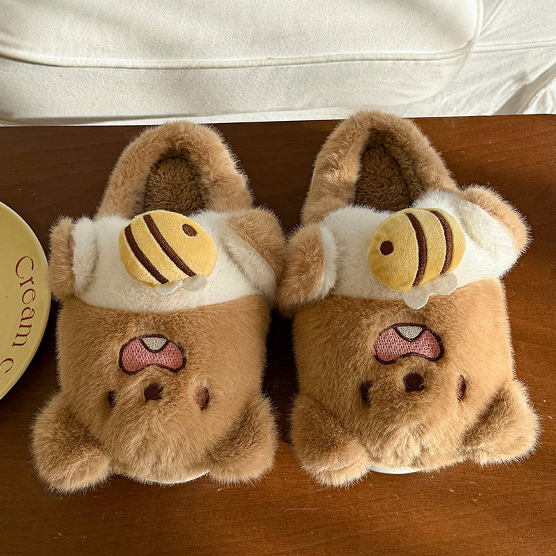 Playful 3D Animal Plush Slippers