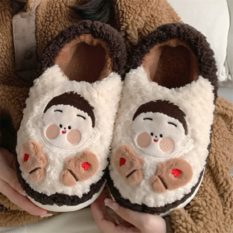 Cartoon Face Fuzzy Home Slippers