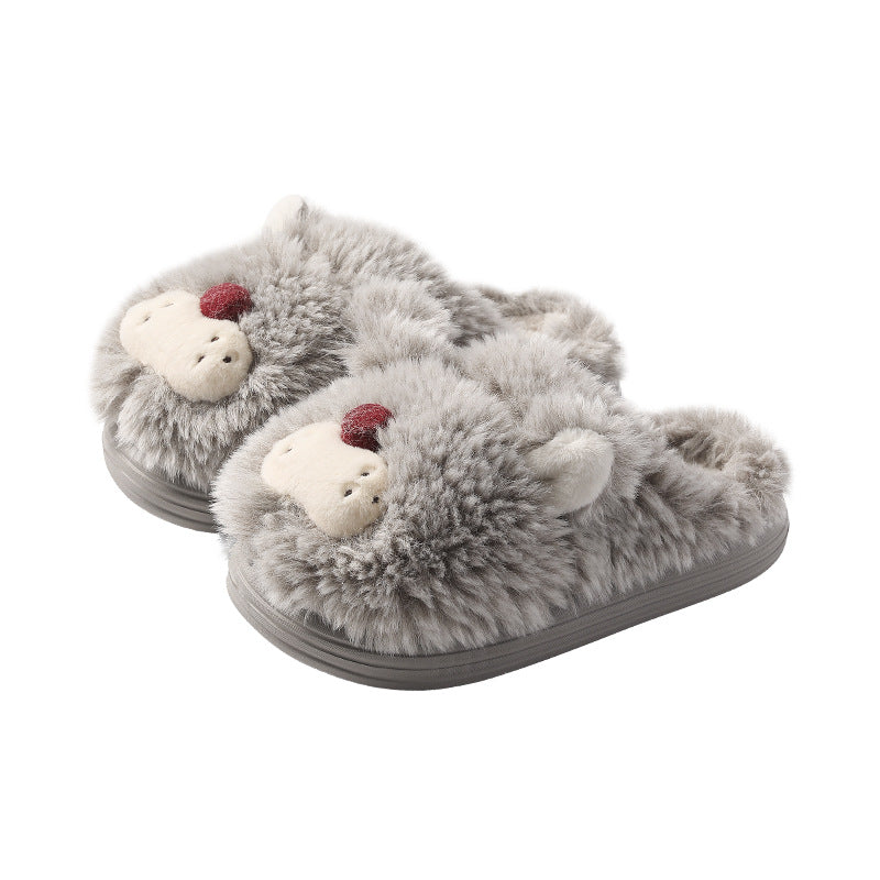 Fuzzy Animal Face Home Slippers