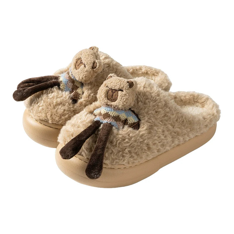 Fuzzy Capybara Doll Plush Slippers