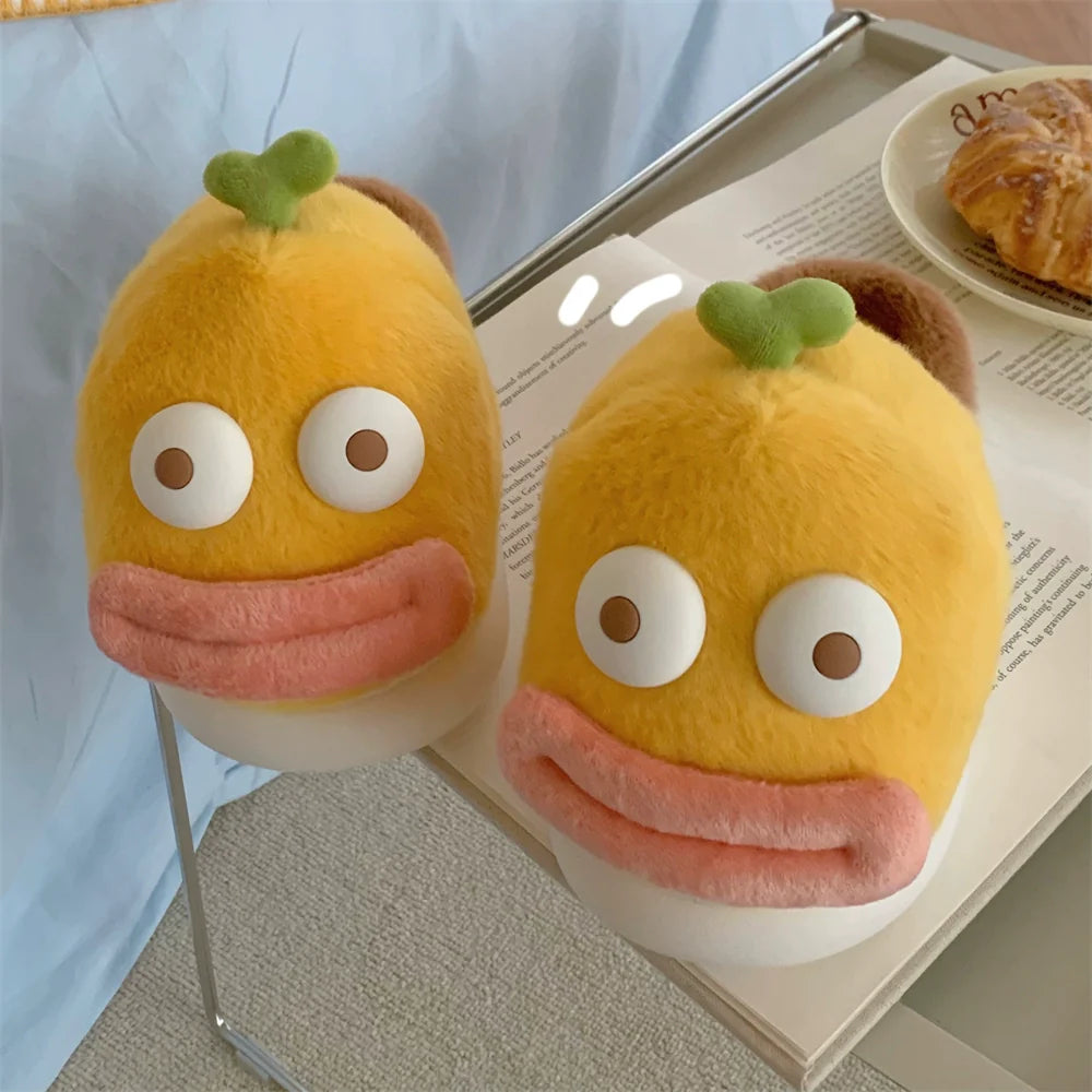 Goofy Big Eye Fish Plush Slippers