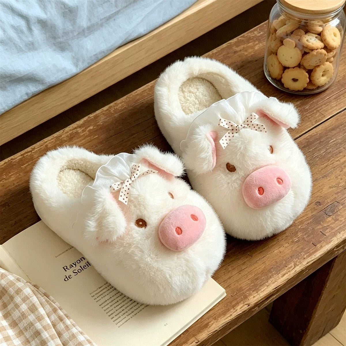 Plush Piggy Snout House Slippers