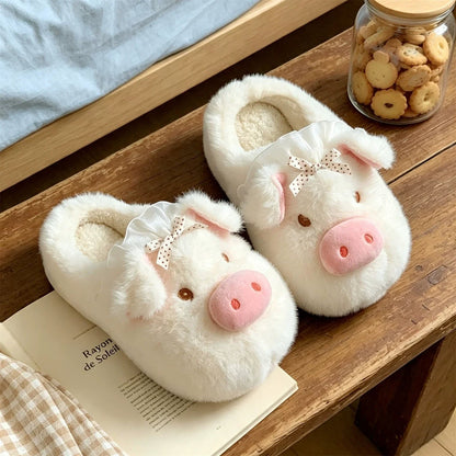 Plush Piggy Snout House Slippers