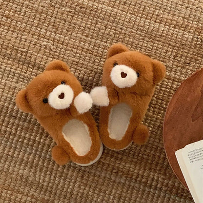 Snuggly Teddy Bear Plush Slippers