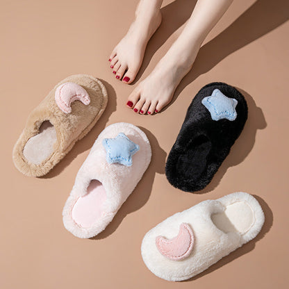 Moon Star Plush Home Slippers