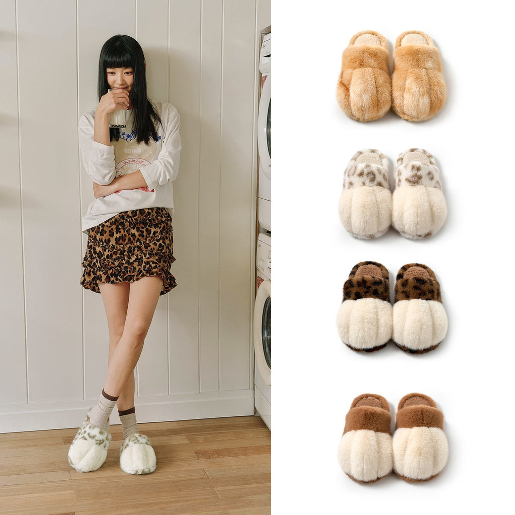 Plush Kitty Paw House Slippers