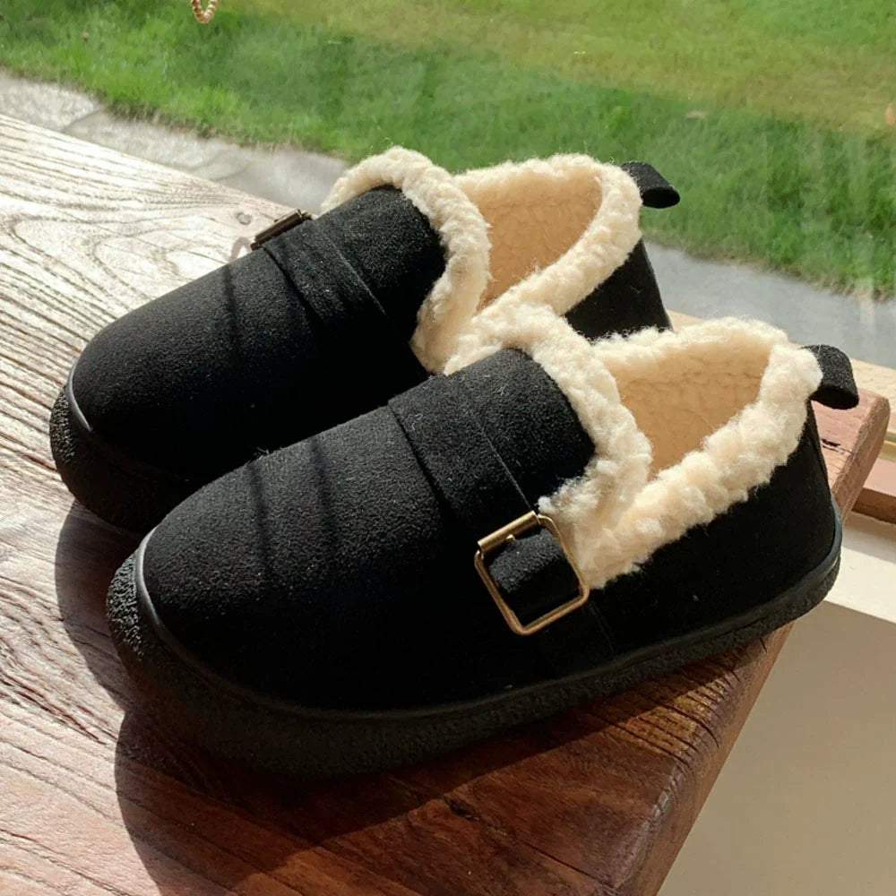 Fleece-Lined Buckle Lounge Clogs