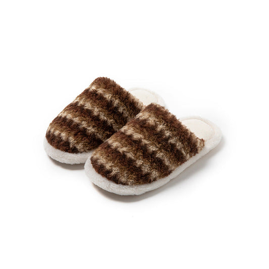 Textured Stripe Plush Home Slippers