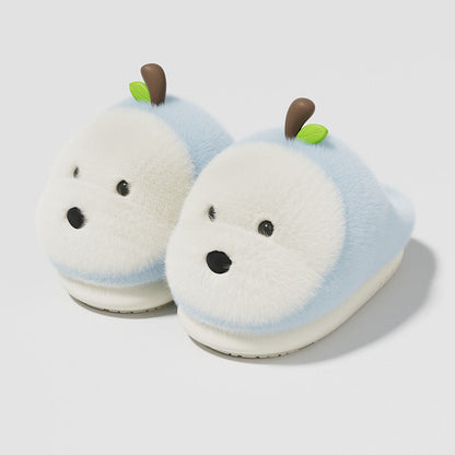 Playful Apple Dog Winter Slippers
