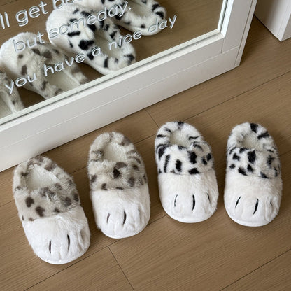 Spotted Cat Paw Fuzzy Slippers