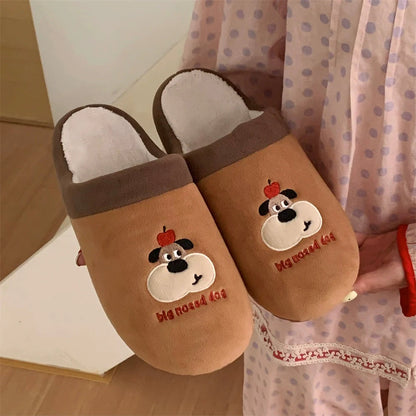 Embroidered Cherry Pup Slippers
