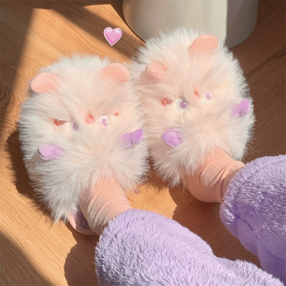 Fluffy Monster Face Slippers