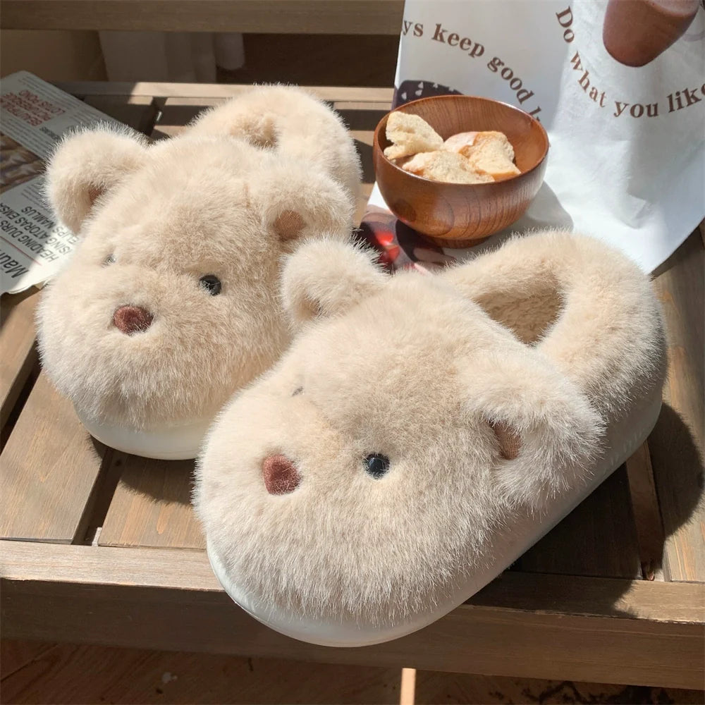 Teddy Ears Plush Home Slippers