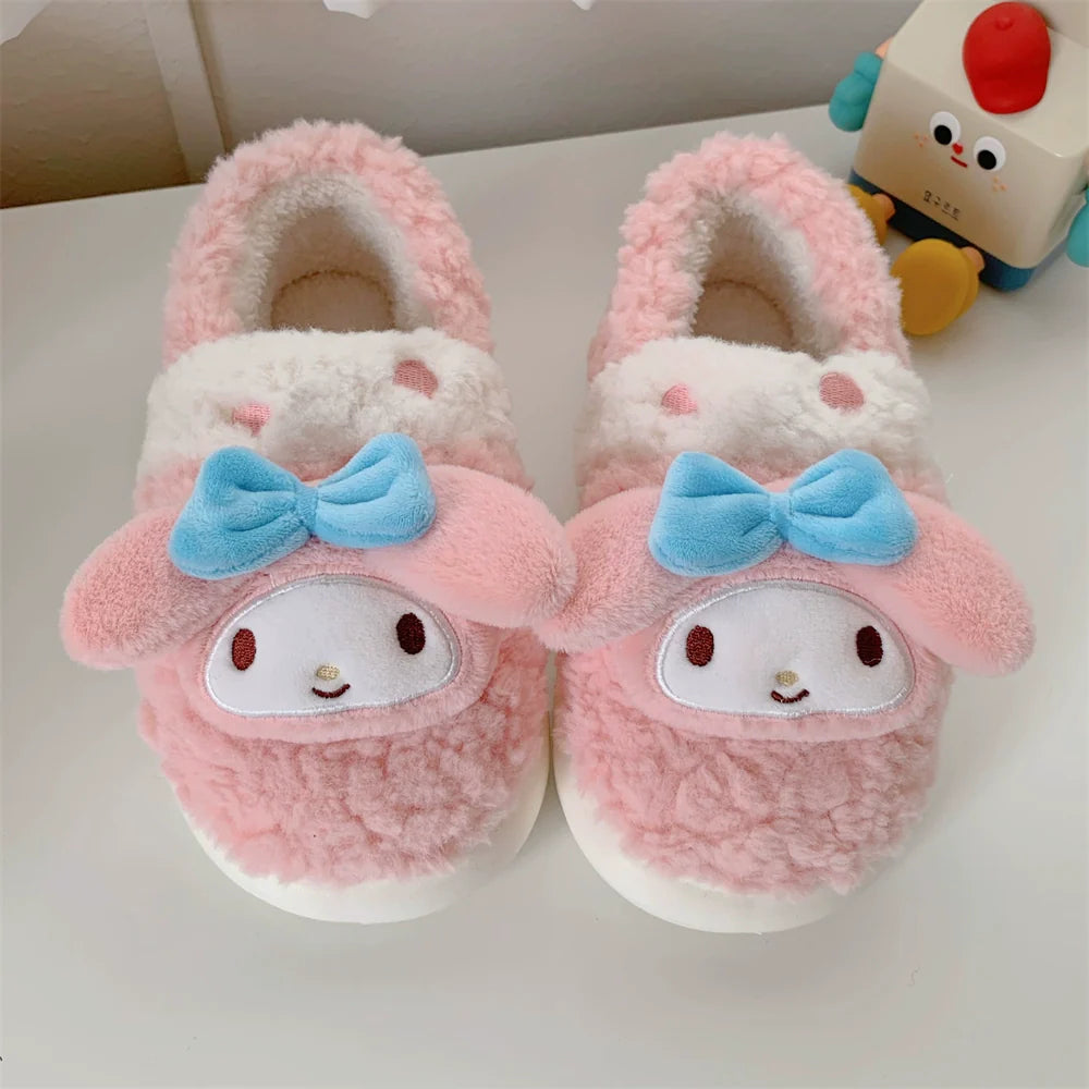 Bow-Eared Bunny Plush Slippers