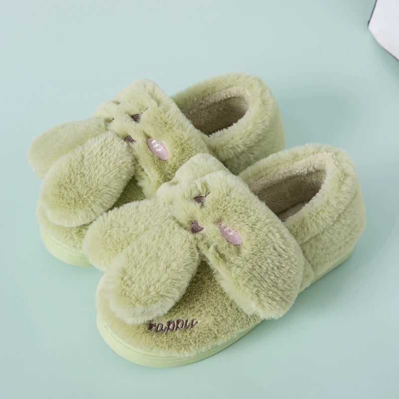 Fuzzy Bunny Ears House Slippers