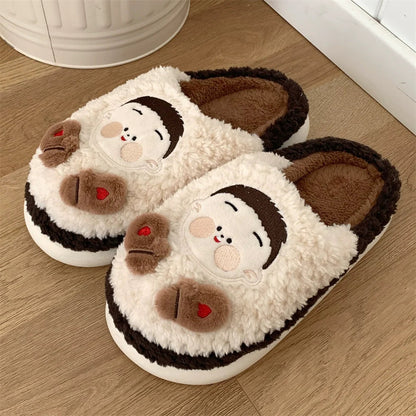 Cartoon Face Fuzzy Home Slippers