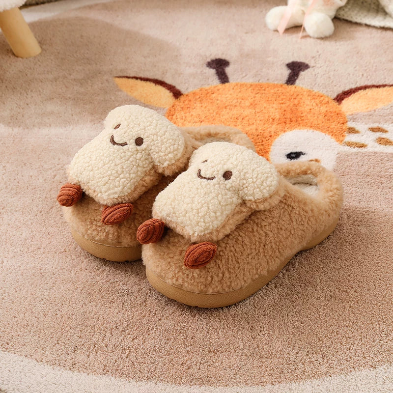 Smiley Toast Plush Fleece Slippers