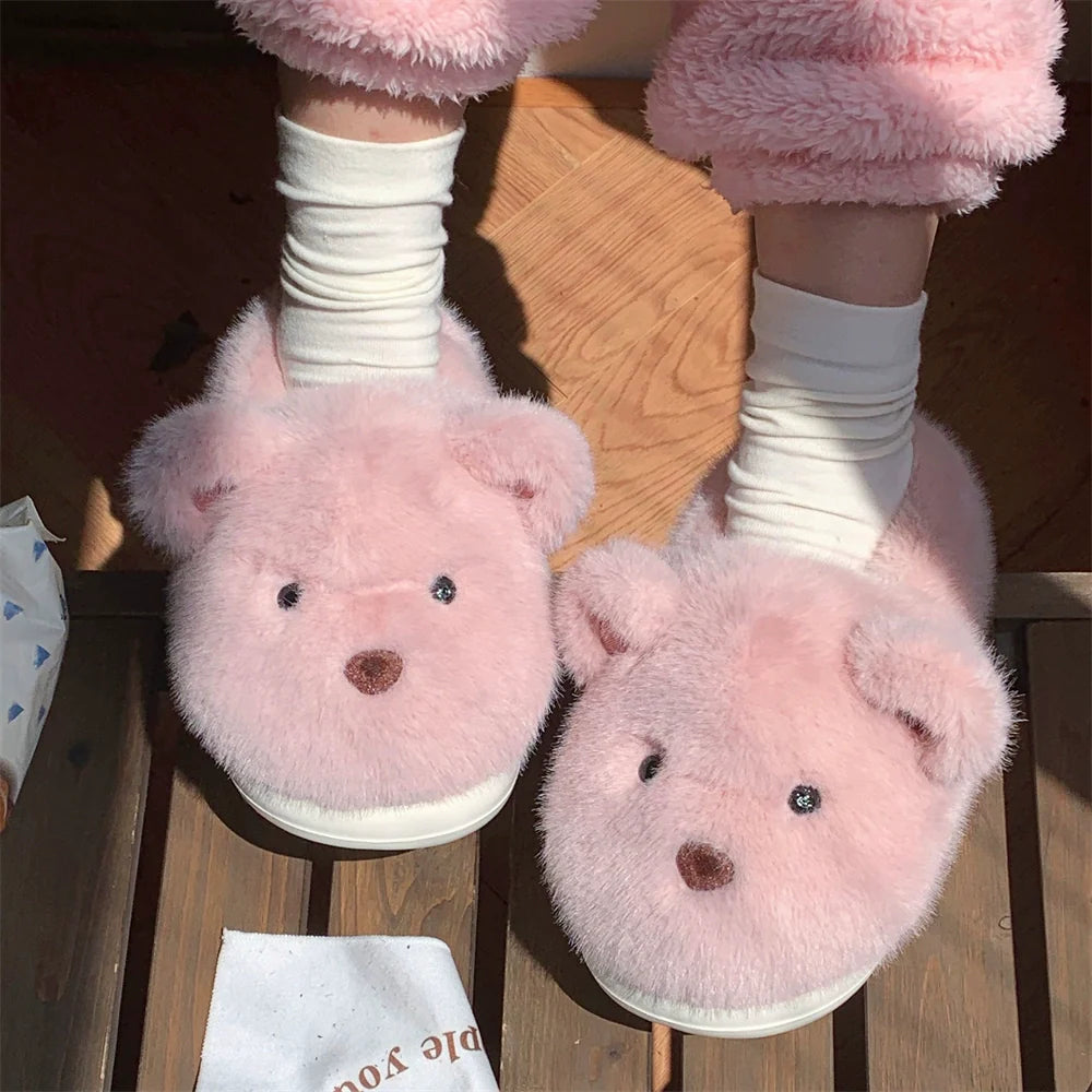 Teddy Ears Plush Home Slippers