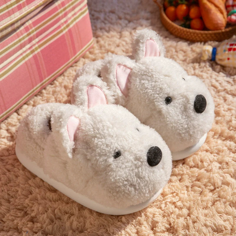 Fuzzy Puppy Dog Plush Slippers
