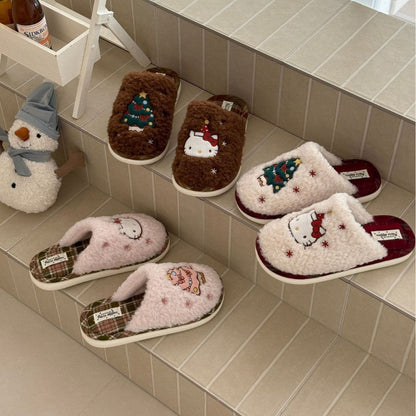 Holiday Tree Fleece House Slippers