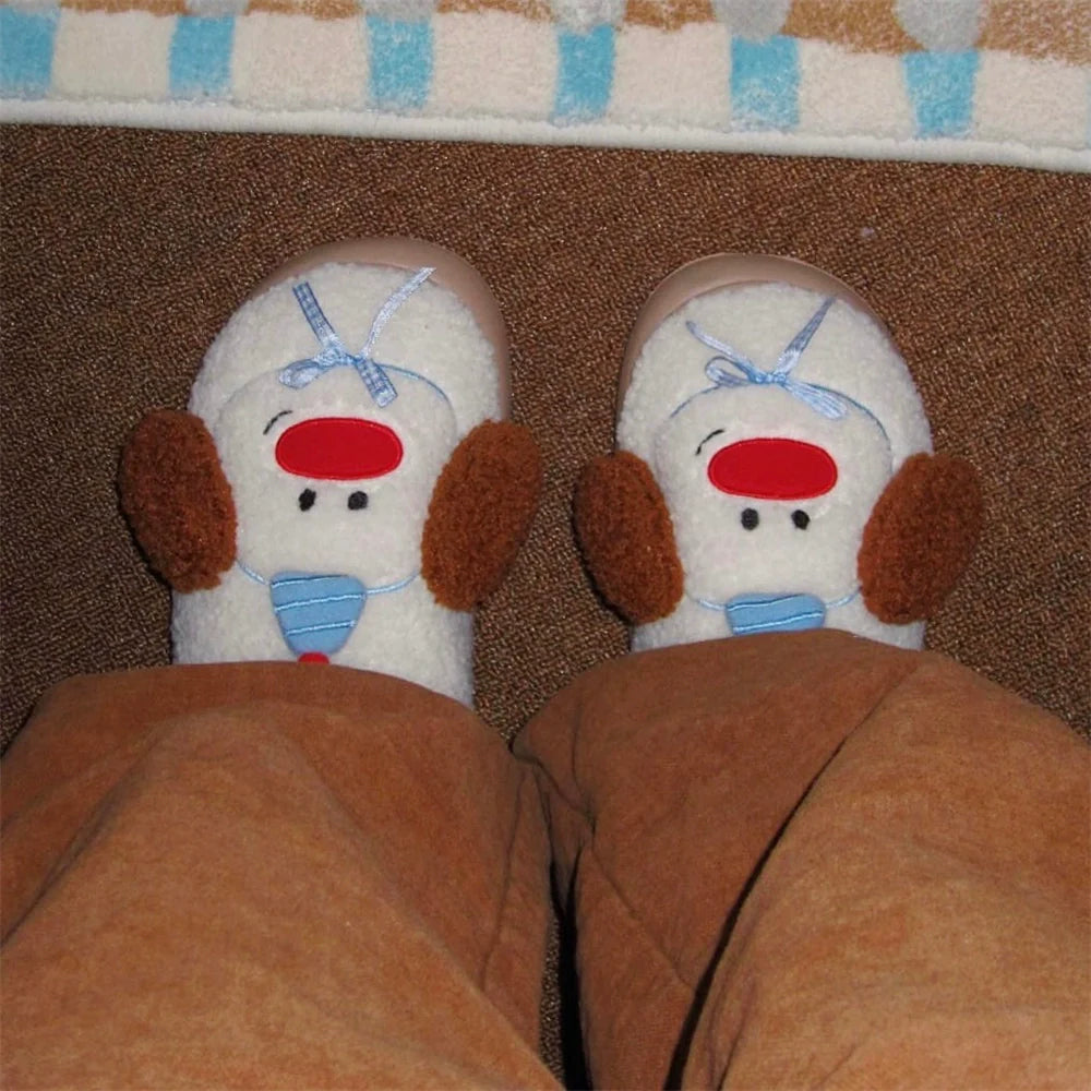 Playful Puppy Ears Fuzzy Slippers