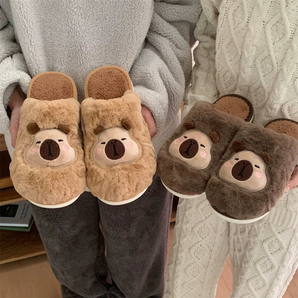Chill Capybara Face Plush Slippers