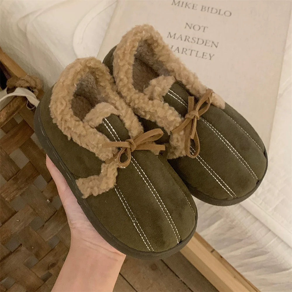 Bow-Tie Sherpa Collar slippers