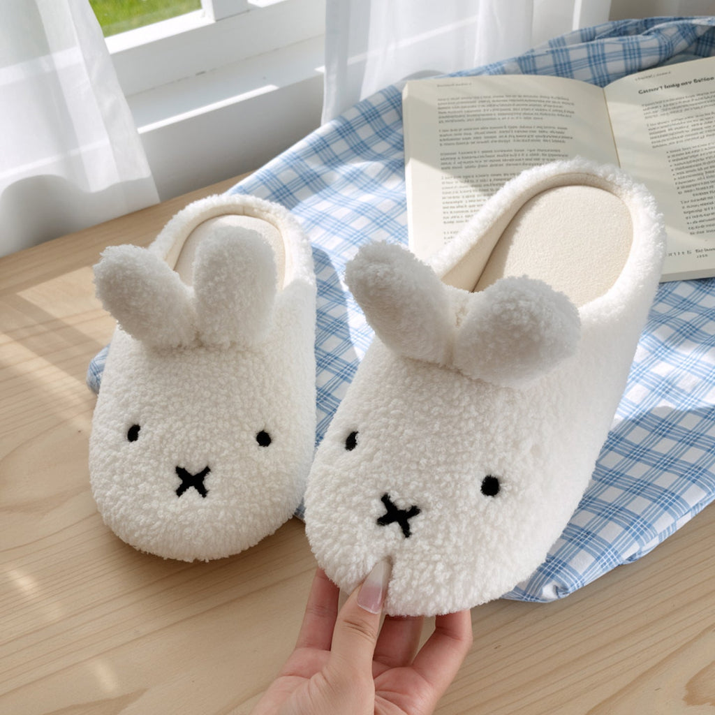 Bunny Ears Fleece Slippers