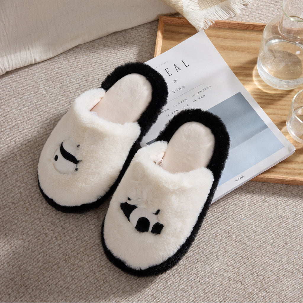 Plush Panda Warm Slippers