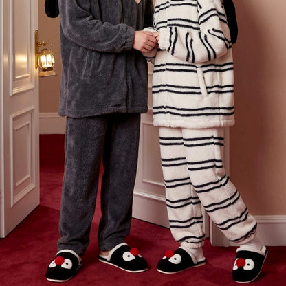 Cartoon Penguin Pompom Plush Slippers