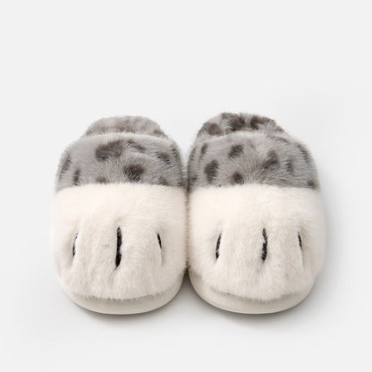 Spotted Cat Paw Fuzzy Slippers