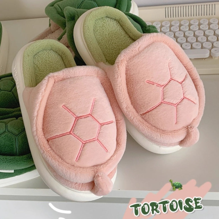 Turtle Shell Plush House Slippers