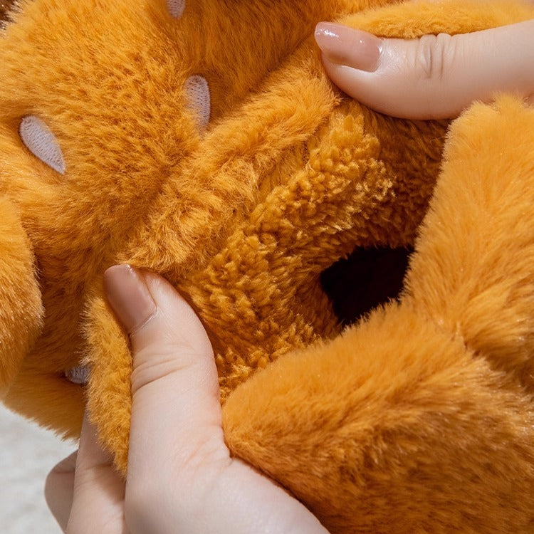 Burger Kitty Plush Warm Slippers