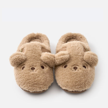 Teddy Bear Buckle Fleece Slippers
