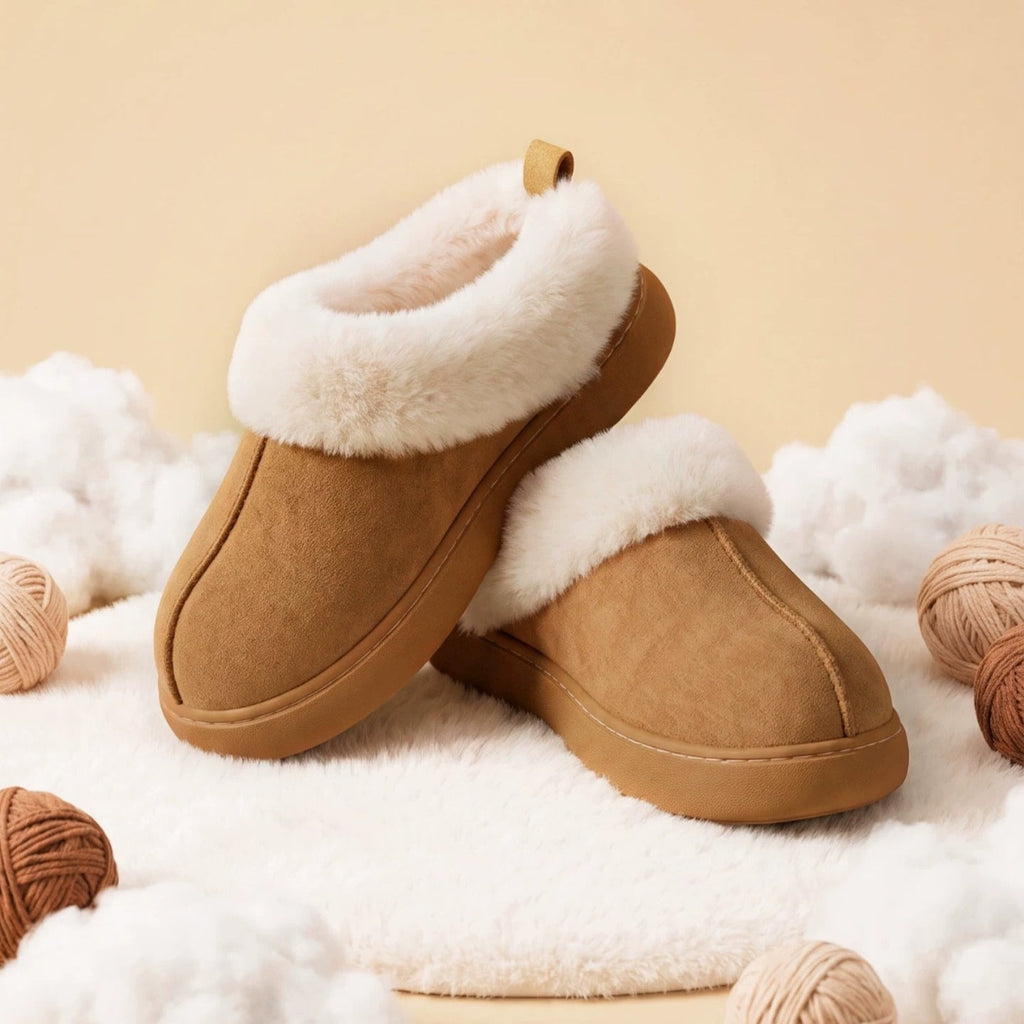 Chunky Platform Fleece Collar Slippers