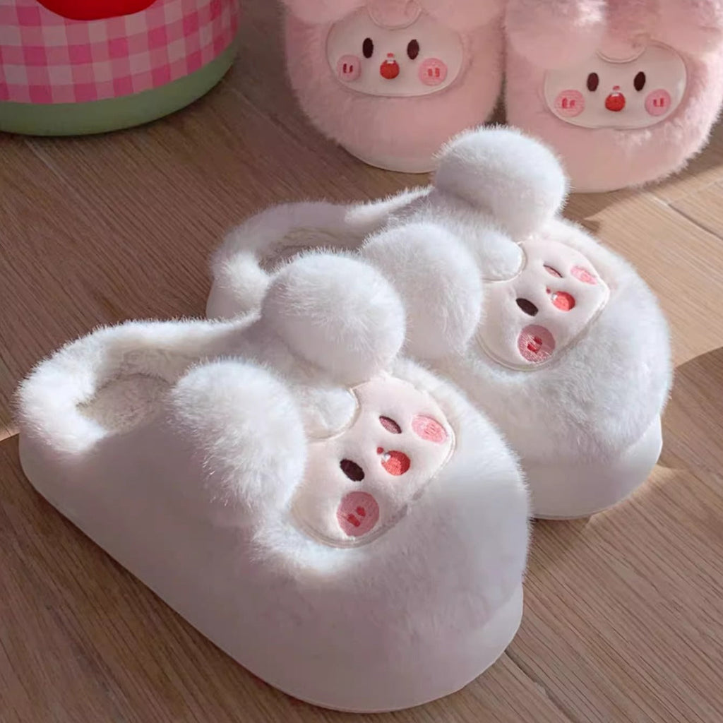 Fuzzy Pom Pom Cartoon Slippers