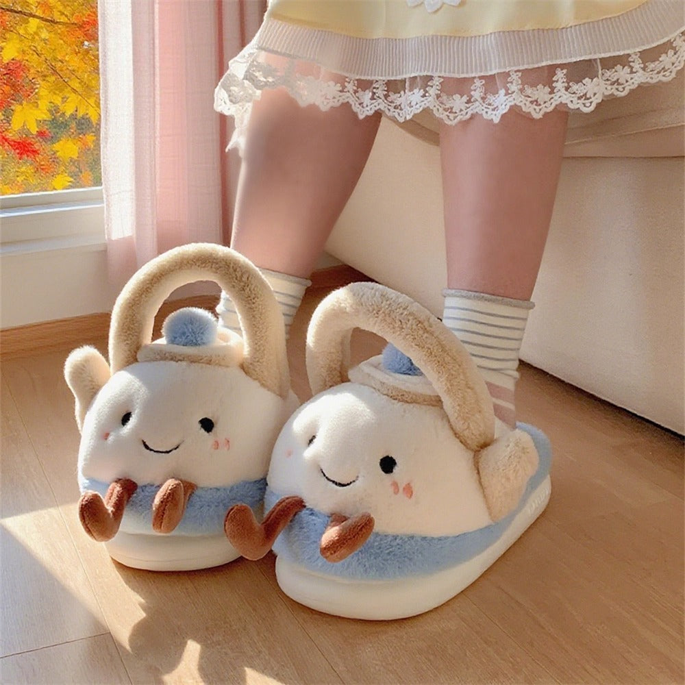 Teapot Handle Plush Slippers