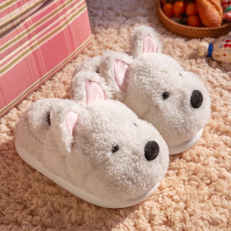 Fuzzy Puppy Dog Plush Slippers