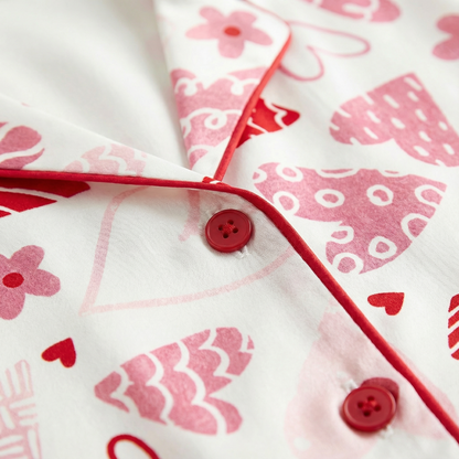 Valentine's Day All-Over Pink Hearts Women's Pajama Set