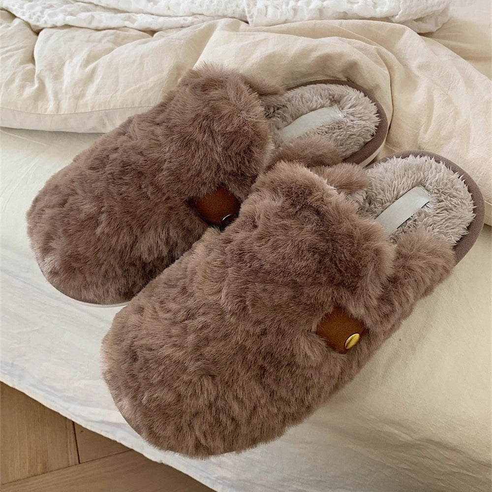Plush Tab Detail Home Slippers