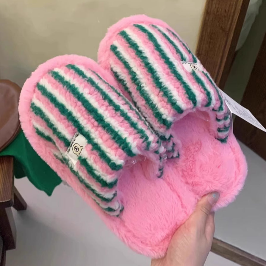 Chunky Pinstripe Lounge Slippers