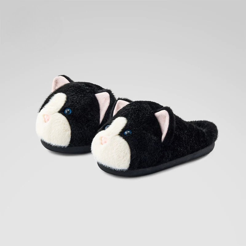 Playful Cat Face Plush Slippers