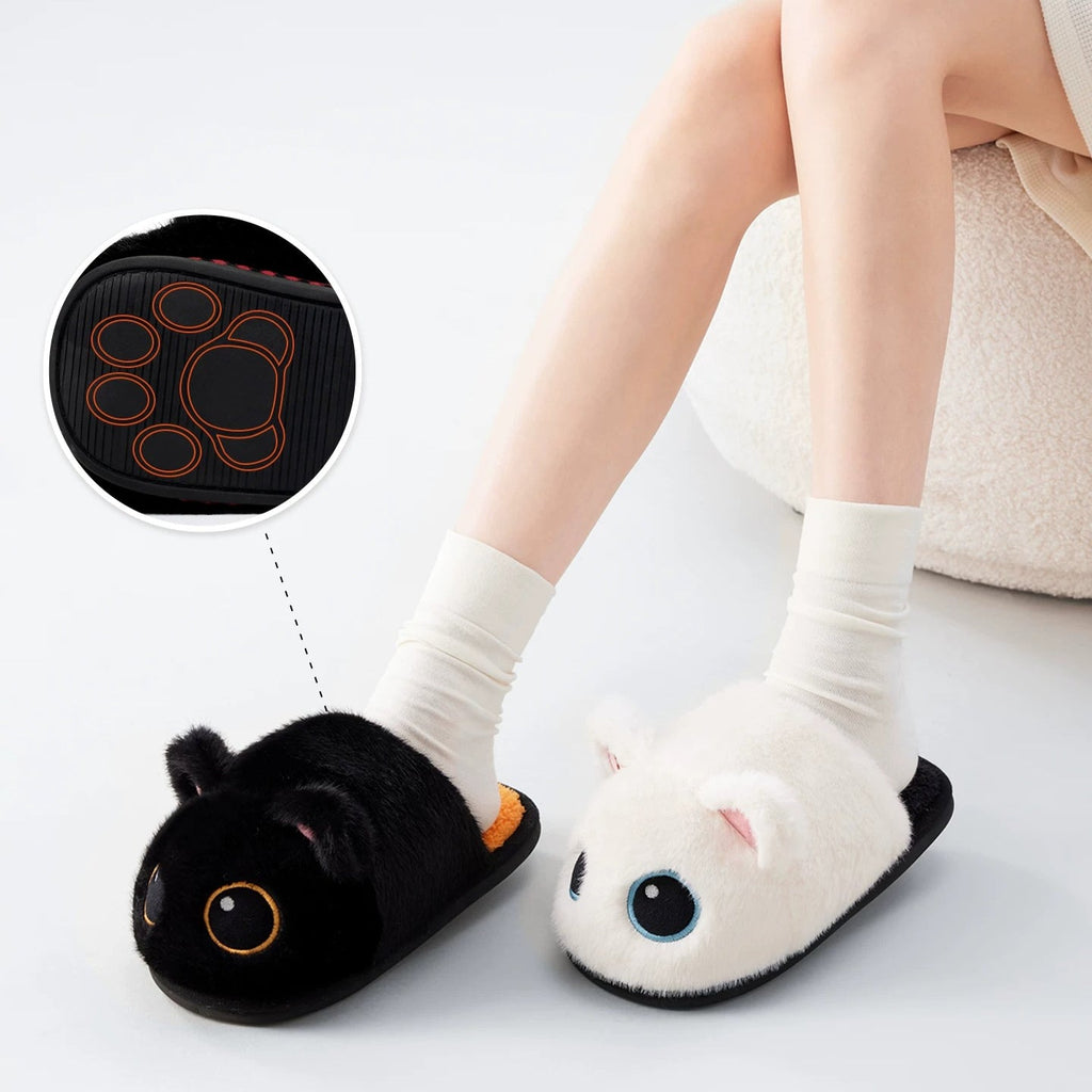 Whimsical Cartoon Cat Plush Slippers