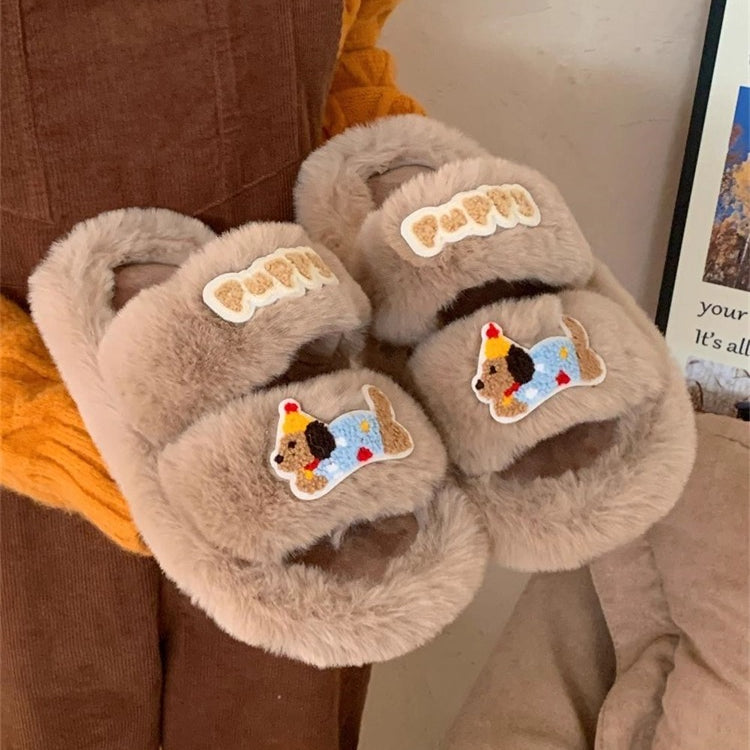 Puppy Patch Fuzzy Band Slippers