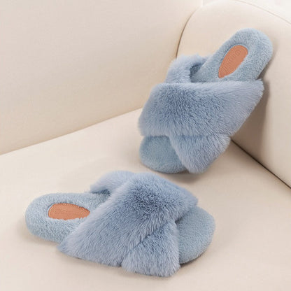 Crisscross Fluffy Lounge Slippers