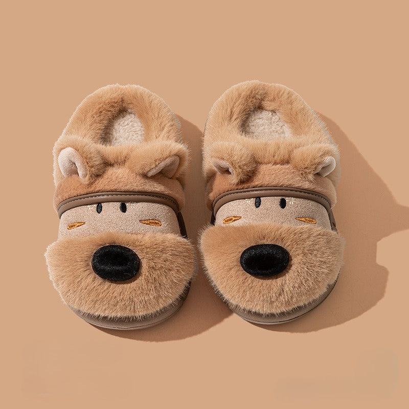 Fuzzy 3D Puppy Winter Slippers