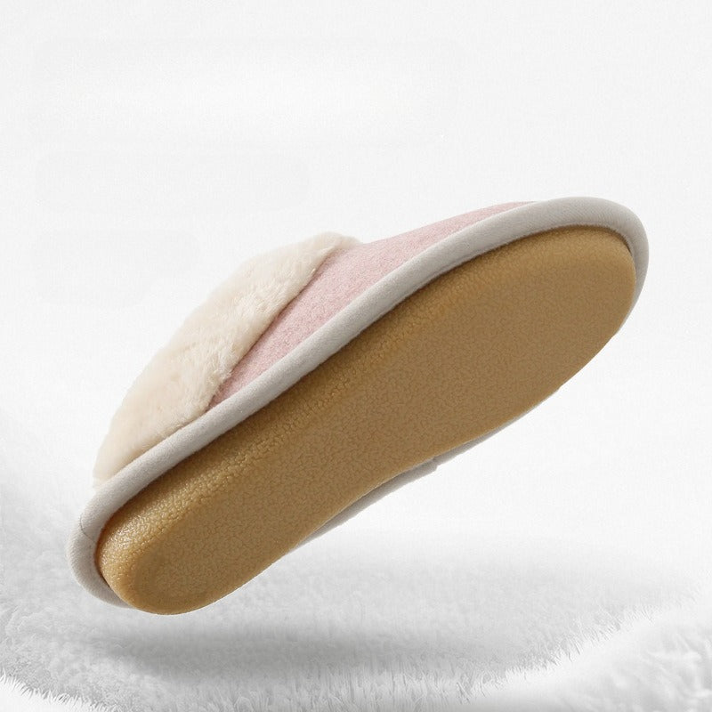 Cozy Stitch Detail Plush Slippers