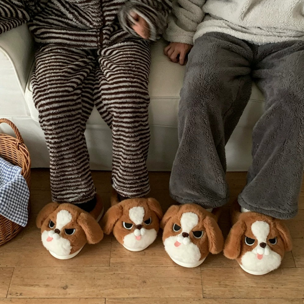 Grumpy Puppy Plush House Slippers